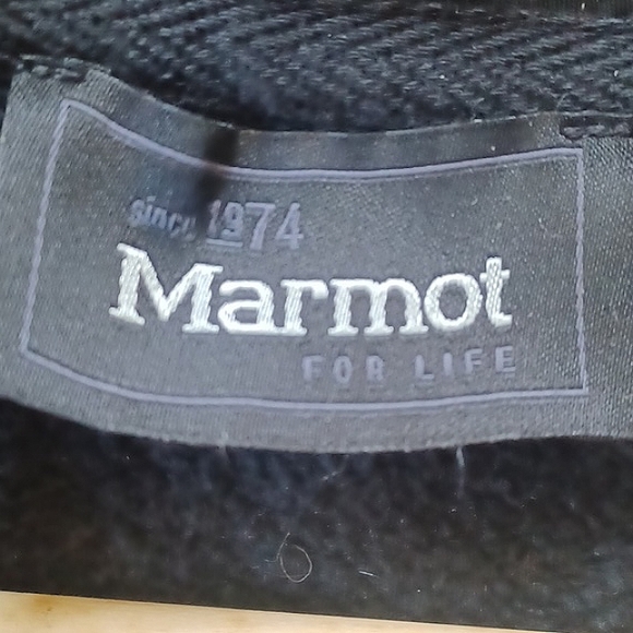 Marmot Black Hoodie Mountain Chevron Graphics Men's Large - Picture 2 of 9